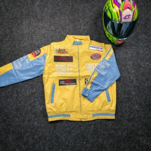 Men's Retro Racing Patchwork Faux Leather Jacket