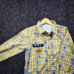 LV Patterned Designer Shirt – Olive & Navy Edition